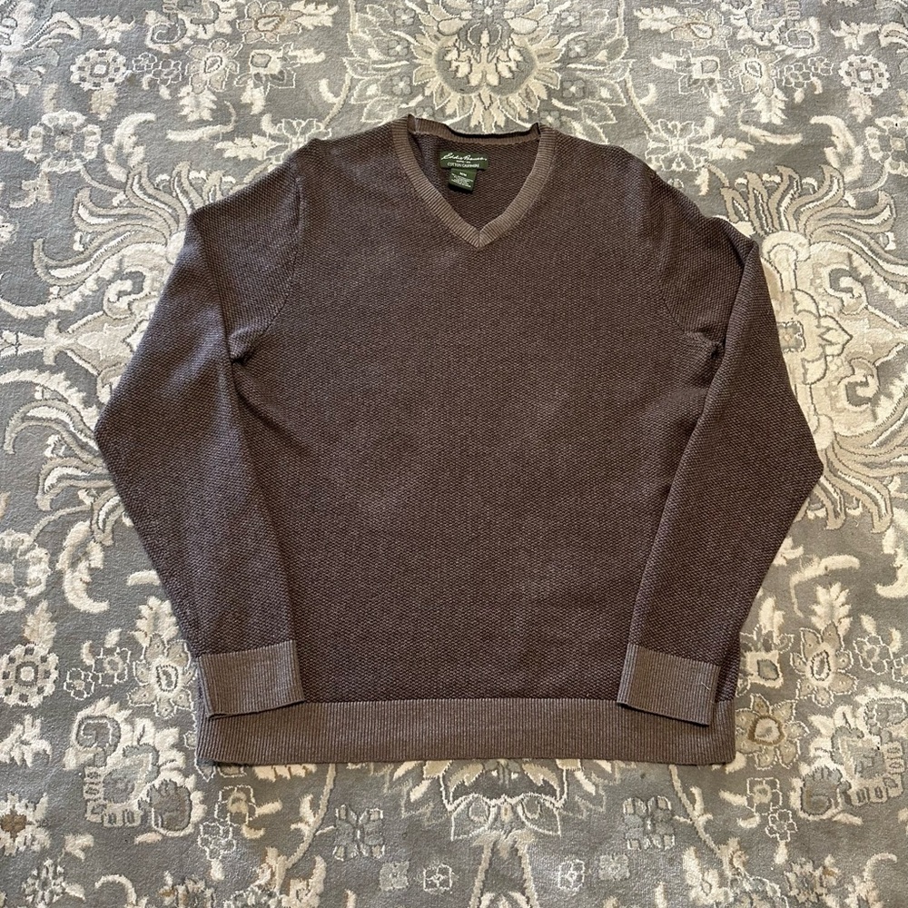 Eddie Bauer men's cotton-cashmere v-neck sweater